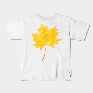 one yellow leaf watercolor Kids T-Shirt